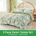 thumbnail image 4 of Gogreen Queen Duvet Cover Floral, Soft & Breathable Microfiber 3 Pieces Queen Bedding Sets, Pattern Queen Comfy Duvet Cover, with Zipper Closure (Green Leaf, Queen), 4 of 8