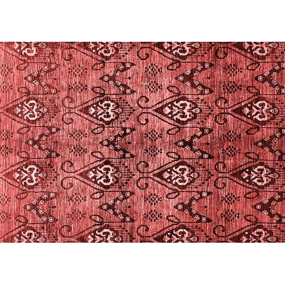Ahgly Company Machine Washable Indoor Rectangle Abstract Red Modern Area Rugs, 8' x 12'