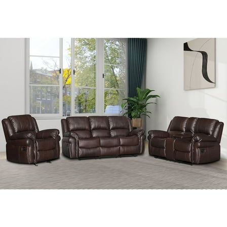 Kingway Dontiavion 3-Piece Faux Leather Living Room Set