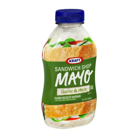 Kraft Sandwich Shop Mayo Garlic & Herb Flavored Reduced Fat Mayonnaise, 12.0 FL OZ