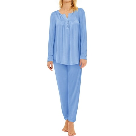 

GESJQFZ Women Buttons V Neck Solid Color Long Sleeve Top Long Pants Pajama Set