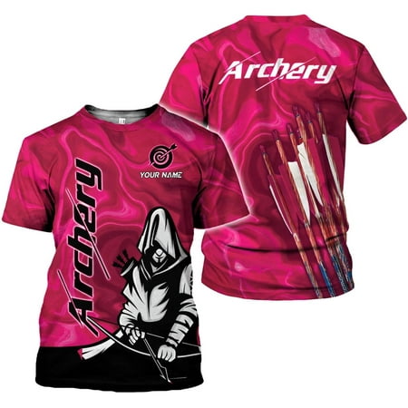 Personalized Archery Shirt 3D Archery Target Bow Archery Shirts for Men Women Archer Archery Lovers T-Shirt S-5XL (Pink 3XL)