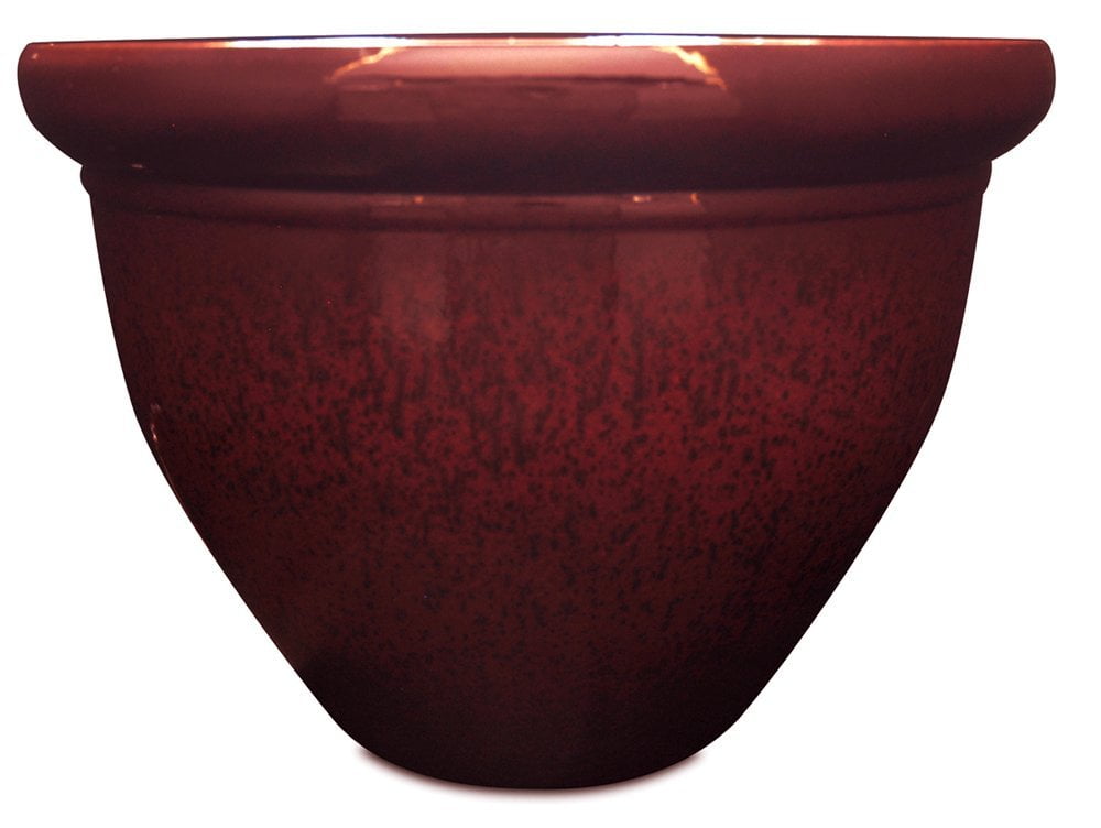 Listo Pizzazz Resin Pottery Planter with Speckle, 9Inch, Warm Red