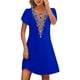 thumbnail image 1 of Puntoco Vestido De Verano Para Mujer Estilo Étnico Estampado Casual Suelto De Manga Corta Con Cuello Redondo Azul Xxl,Regalos Para Mujer Joven, 1 of 5