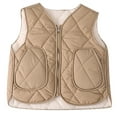 thumbnail image 2 of ZHOGXU Big Girls Boys Vest Jacket With Pocket Sleeveless Zipper Solid Color Plush Warm Lightweight Comfortable Coat For Fall Winter Daily Wear Khaki 9-10 Years, 2 of 4
