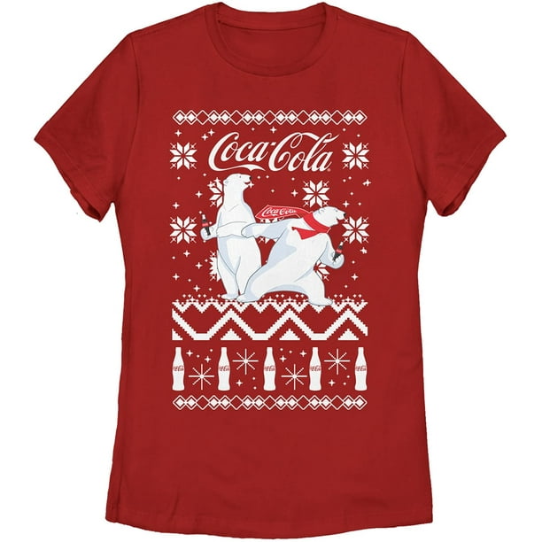 Womens Coca Cola Ugly Christmas Polar Bear T-Shirt 