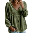 thumbnail image 2 of Xdegoge Women's Long Sleeve V Neck Tops Velvet Blouses Lace Trim Peplum Babydoll Shirts Casual Fall Tunic Tops for Women, 2 of 7