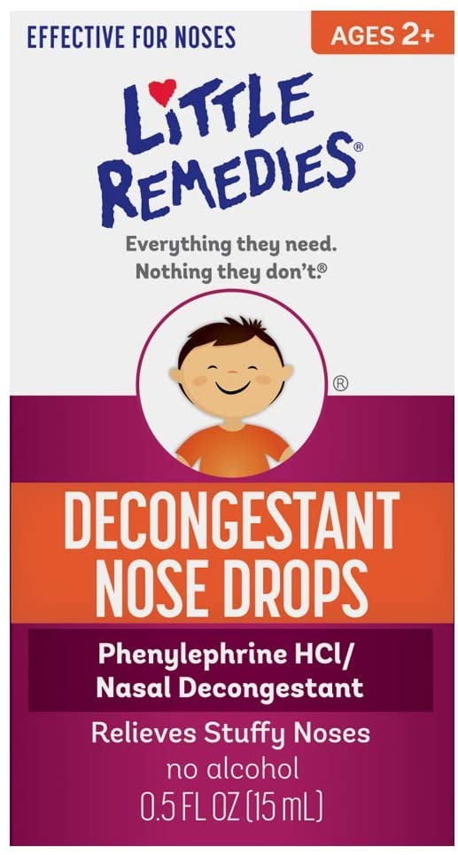 Little Remedies Decongestant Nose Drops for Nasal Congestion, Ages 2+, 0.5 oz