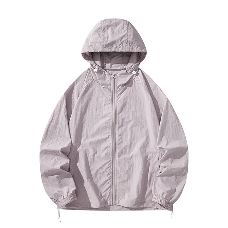 Zimjoy Mens Windbreaker Jacket Outdoor Plus Size UV 50+ Protection