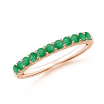 ANGARA Natural Shared Prong Set Half Eternity Emerald Wedding Band in 14K Rose Gold for Women (Size-2.1mm) | May Birthstone, Birthday, Anniversary, Jewelry Gift for Women | Natural Emerald Ring