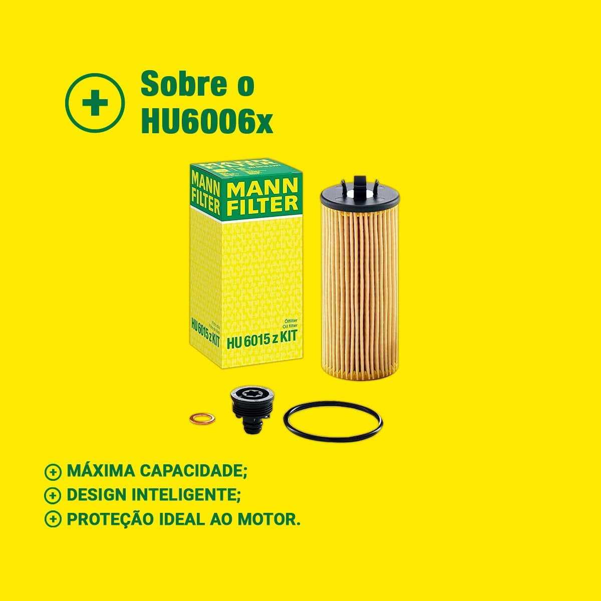 Mann-Hummel HU 6015 Z KIT - Oil Filter Element - Metal Free Fits select: 2016-2019 BMW X1, 2014-2020 MINI COOPER