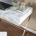 thumbnail image 5 of Maklaine Transitional Writing Desk in Gold / Gray / White Faux Marble, 5 of 8
