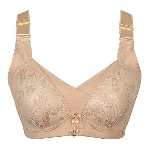 Bigersell Sports Bra Women Bra Wire Free Underwear 1 Piece Bra Everyday Underwear Big & Tall Size Push Up Bra, Style 1891, Beige 42B