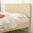 thumbnail image 4 of VECELO Full Size Platform Bed Frame Upholstered Beds with Height-Adjustable Linen Button Tufted Headboard, Bed Frame, Beige, 4 of 8
