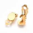 thumbnail image 3 of E844 - 10 pcs. 304 Stainless Steel Hinged Earring Clip-Ons Settings - 8mm Glue Pad Setting - Golden, 3 of 3