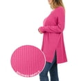 thumbnail image 3 of J. METHOD Women’s Knit Sweater Long Sleeve Round Neck Thermal Waffle Warm Casual Tunic Pullover Side Slit Knitted Top NEWT392 Fuchsia 3XL, 3 of 5