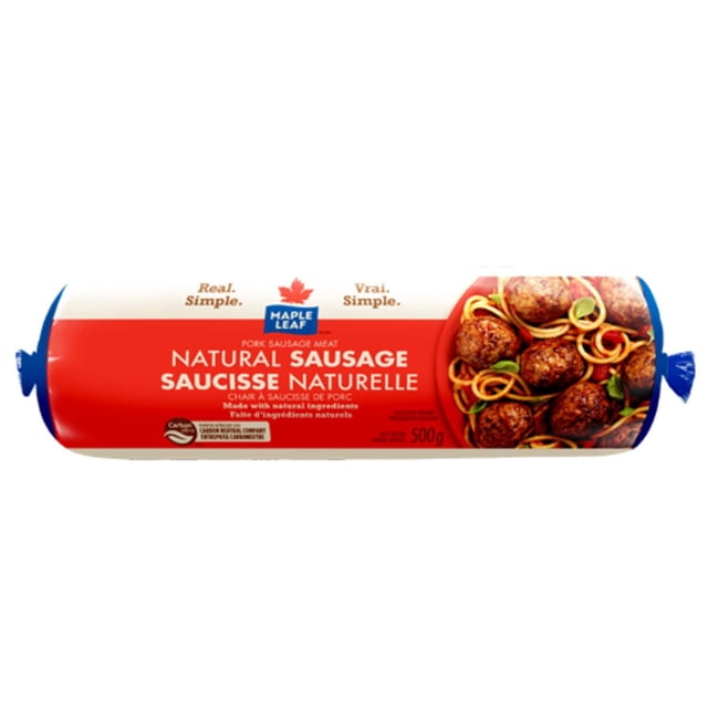 Maple Leaf Natural Ground Pork Sausage Meat, 500 g