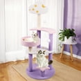 thumbnail image 4 of Sennaux 49" Cat Tree Condo Kitty Scratching Post Tower, Purple & Pink, 4 of 8