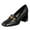 Black, variant on FSJ Women Dress Square Closed Toe Loafer Shoes Comfort Chunky High Heeled Pumps with Chain Decor Soft Color All Seasons for Lady