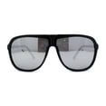 thumbnail image 3 of Luxury Mens Oversized Plastic Racer Mobster Fashion Sunglasses Matte Black Silver Mirror, 3 of 4