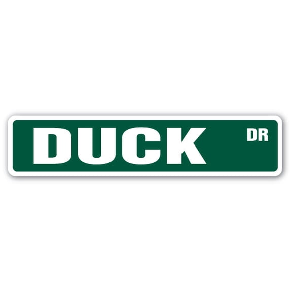 DUCK Street Sign Decal quack bird pond feathers hunter | Indoor/Outdoor | Â 18" Wide
