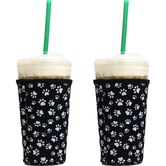 SHILIU-Baxendale Iced Coffee Sleeve for Medium Sized Cups - 2 Pack - Neoprene Iced Coffee Sleeve - Cup Sleeves for Cold Drinks Reusable Compatible with Starbucks, Dunkin