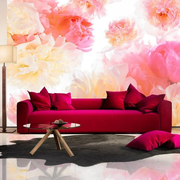 Tiptophomedecor Floral Wallpaper Wall Mural - Pastel Peonies