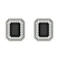 thumbnail image 3 of 2.44 ct Screw-Back Stud Earrings for Women | 7x5mm Emerald Cut Natural Onyx | 14K White Gold, 3 of 5