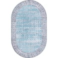 thumbnail image 1 of Unique Loom Revival Distressed Border Rug 5' x 8' Oval Blue/Black, 1 of 1