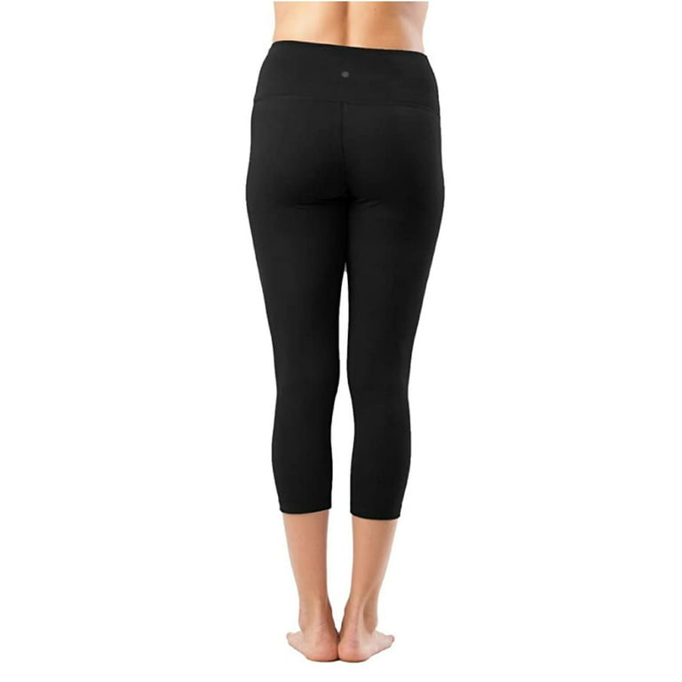 Yogalicious High Waist Squat Proof Yoga Capri Leggings with Pockets for  Women X-Small Black No Pocket 