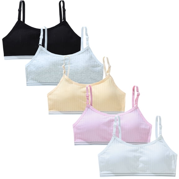 Girls Training Bra Fit for 10-16 Years Cotton Padded Wire Free Push Up Sports Training Bras Running Bra Solid