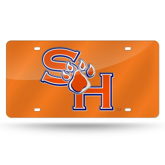 Sam Houston Bearkats Orange Mirrored Laser Cut License Plate Laser Tag