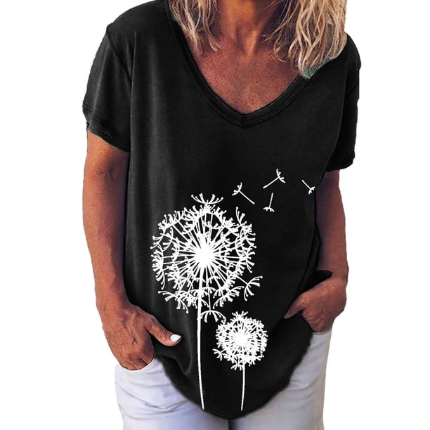 Elegante mujer con cuello en V estampado camiseta blusa Tops sudadera OAVQHLG3B Store lin121212