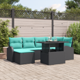 thumbnail image 1 of vidaXL Ensemble de Canapé de Jardin 7 Pcs avec Coussins en Rotin Poly Noir, 1 of 4