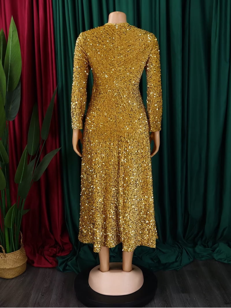 sequin a line midi dress Women's Plus Size Pleated Cocktail Party Dresses Size:US size 20W The classic round neckline 2023Fall London Times T10260M Ivory