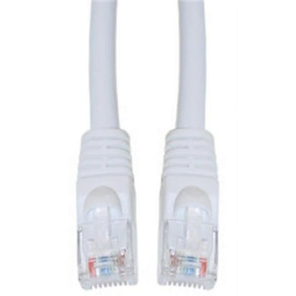 Cat6a White Ethernet Patch Cable  Snagless Molded Boot  500 MHz  2 foot