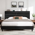 thumbnail image 4 of EnHomee Upholstered Bed Frame with Adjustable Headboard King Size Bed Frame with Charge Station & Storage, Black, No Box Spring Needed, Noise Free, 4 of 8