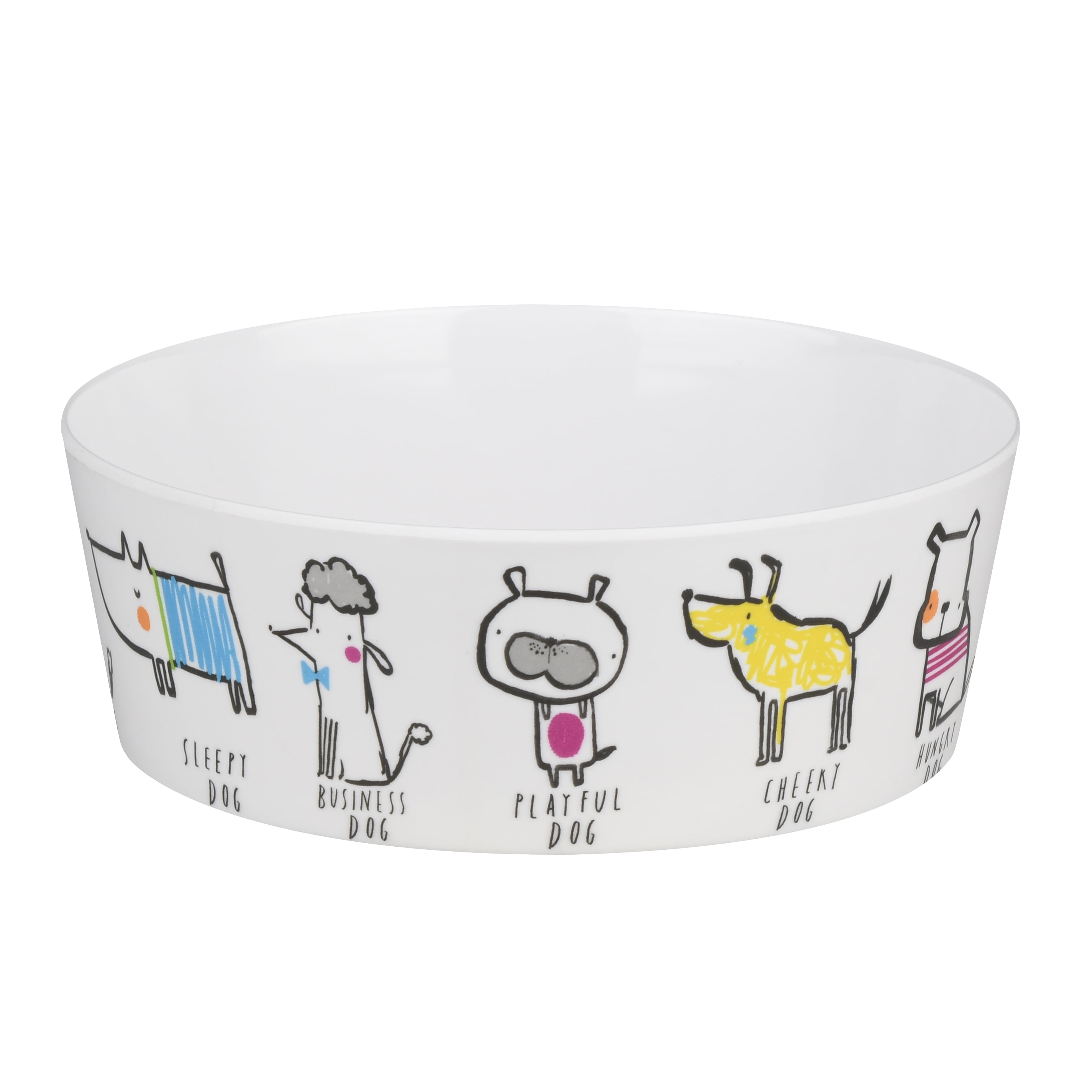 Vibrant Life Plastic Medium White Dog Print Pet Bowl