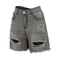 thumbnail image 4 of Durtebeua Women Denim Shorts Stretchy Distressed Denim Shorts Grey L, 4 of 6