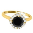 thumbnail image 3 of Aonejewelry 0.75 Ctw. Glitzy Halo Black Diamond Wedding Engagement Ring In 14K Yellow Gold, 3 of 4