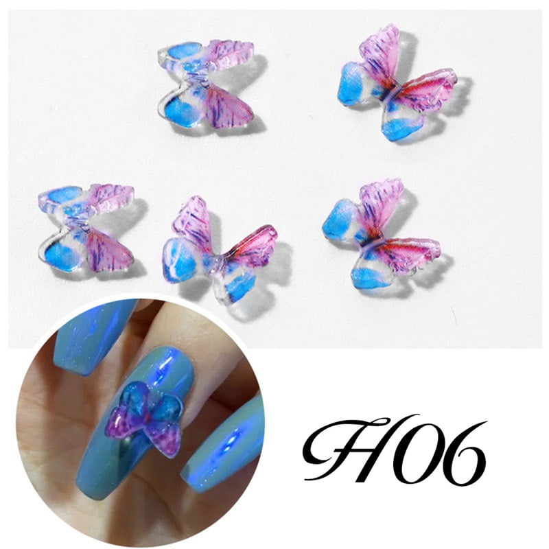 SHIYAO Vinny 3D Stereo Butterfly Nail Jewelry, Handmade Resin Acrylic ...