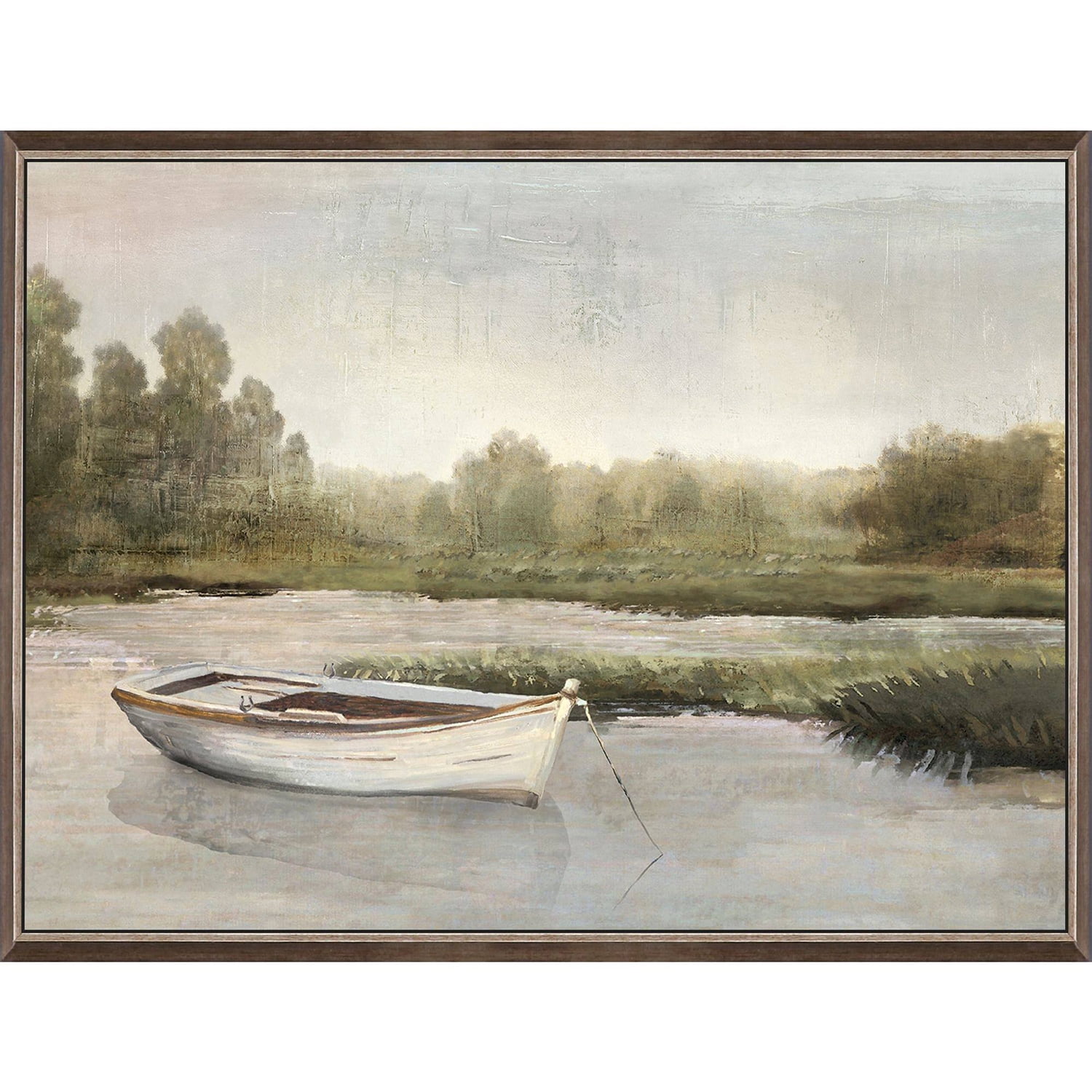 Jorcol Gentle River Still Framed Wall Art, 26x19 in, Sloped profile champagne gold finish Frame