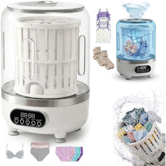 3-in-1 Mini Portable Washing Machine, 3L Capacity Compact Washer with Digital Display & Multiple Modes, Durable ABS & PP Material, Small Laundry Solution for Undergarments, Socks, Baby Clothes