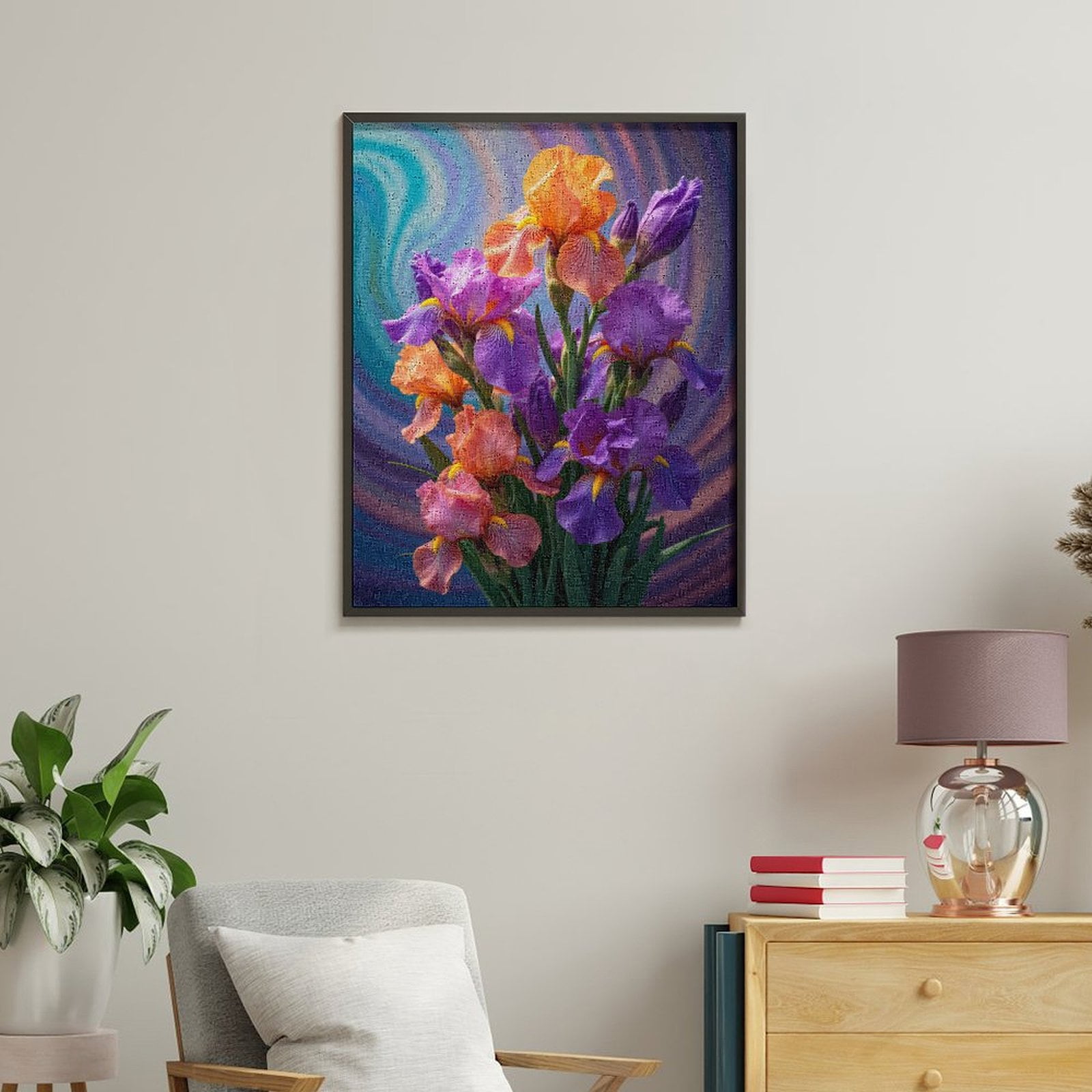 Paint By Numbers Kit for Adults Beginner - DIY Vibrant Iris Blooming Spectrum Canvas Painting Kits for Adults, Frameless Paint By Number for Adults for Home Wall Decor 16x20 Inch