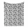thumbnail image 1 of Kangaroo Soft Flannel Fleece Throw Blanket, Seashell Pattern Built in Animal Silhouette on Plain Background, Cozy Plush for Indoor and Outdoor Use, 60" x 80", Pale Grey Black, by Ambesonne, 1 of 6
