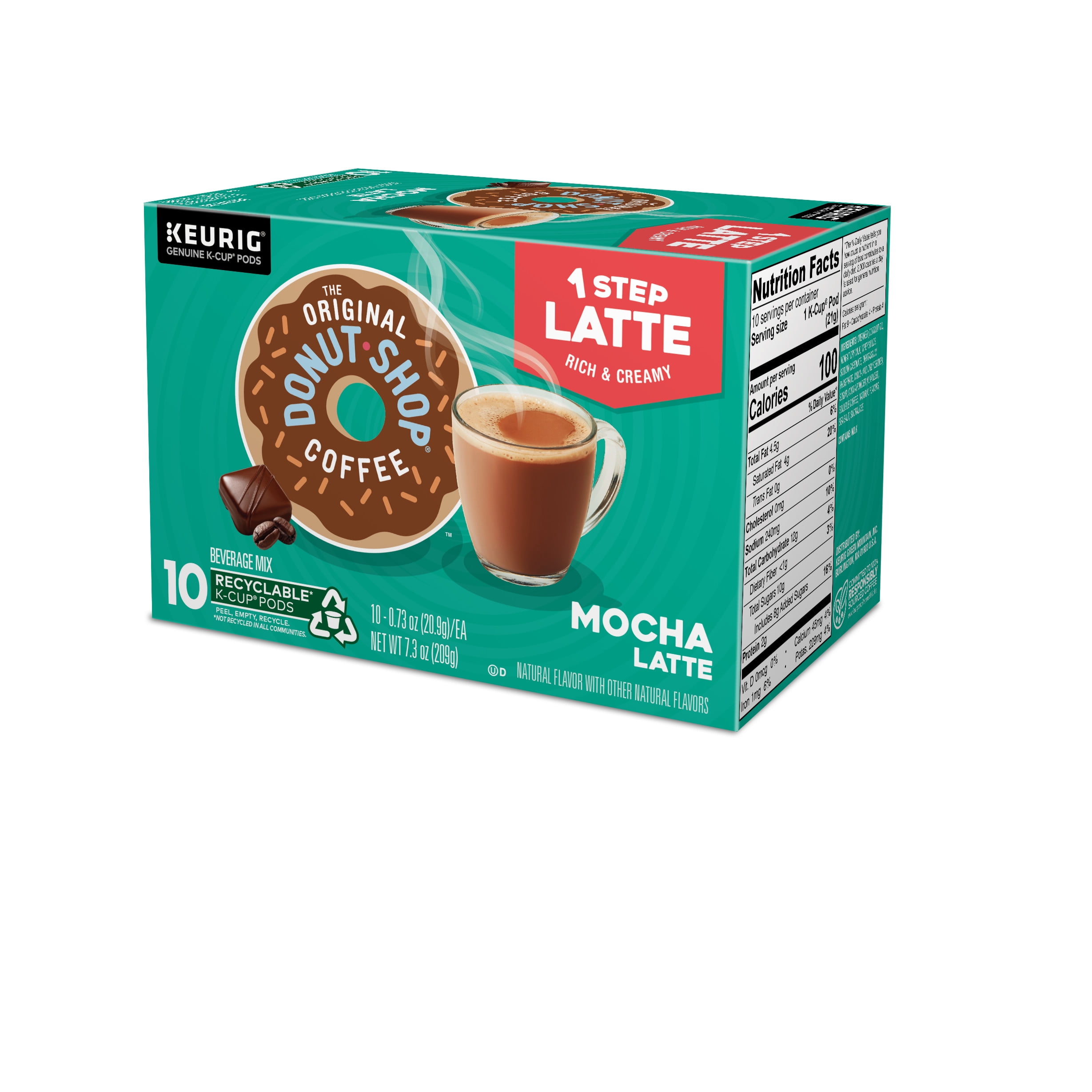 The Original Donut Shop One Step Mocha Latte Flavored K Cup Coffee Pods 10 Count