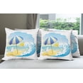 thumbnail image 6 of Ambesonne Cartoon Throw Pillow Cover 4 Pack, Seagull at Beach, 18", Multicolor, 6 of 7