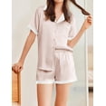 thumbnail image 4 of Ekouaer Womens Silk Satin Pajamas Set Animals Print Pjs Button Down Short Sleeve Lounge Set 2 Piece Sleepwear, 4 of 6