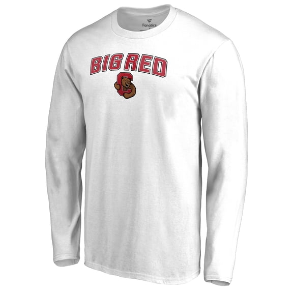 Men's White Cornell Big Red Proud Mascot Long Sleeve T-Shirt