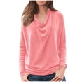 thumbnail image 1 of Pompotops T-Shirt Décontracté à Col Rond pour Femmes Manches Longues Ample Chandail Tops Blouse, 1 of 9